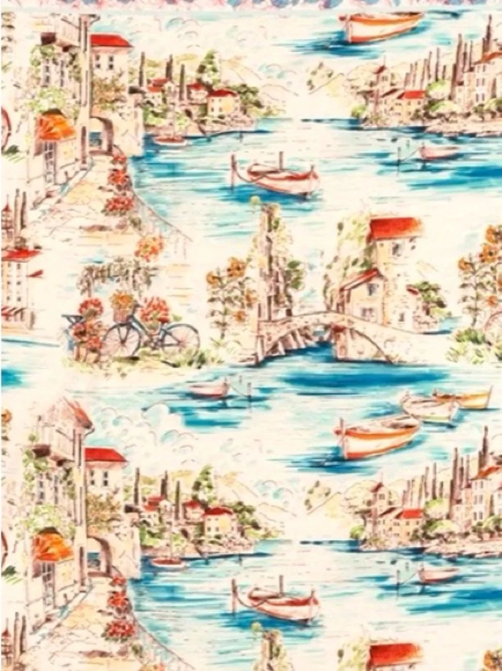 NEW Johnny Was Vakash Head Scarf Seaside Villas Bicycle Medium Cotton 35